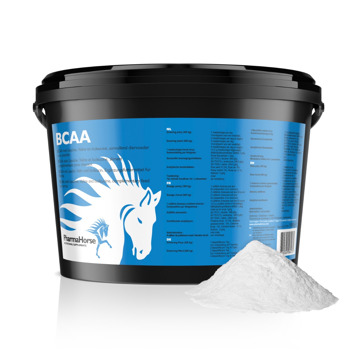 Afbeelding BCAA Muscle Build paard 1000 gr. door Pharmahorse.nl