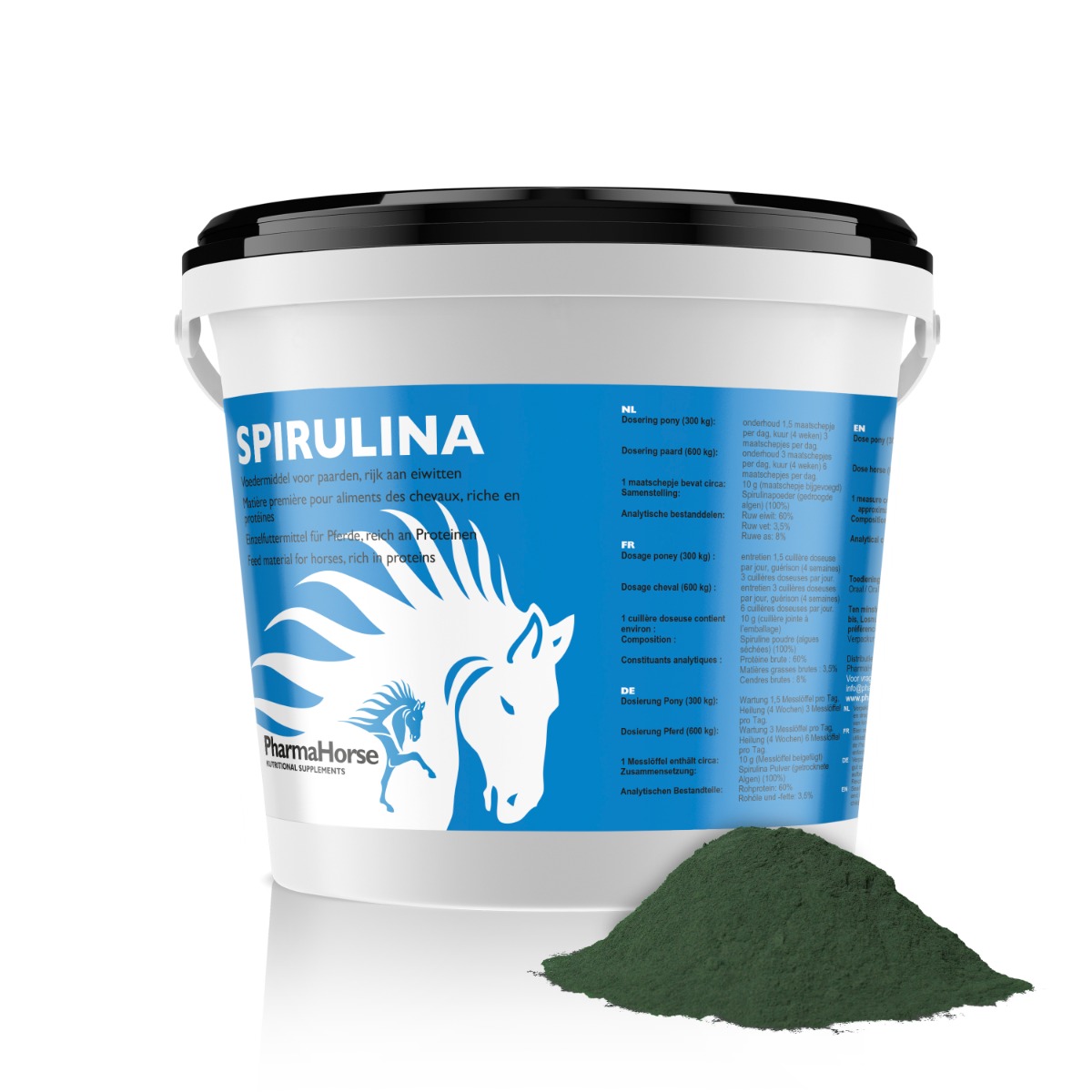 Afbeelding Spirulina paard 1000 gram door Pharmahorse.nl
