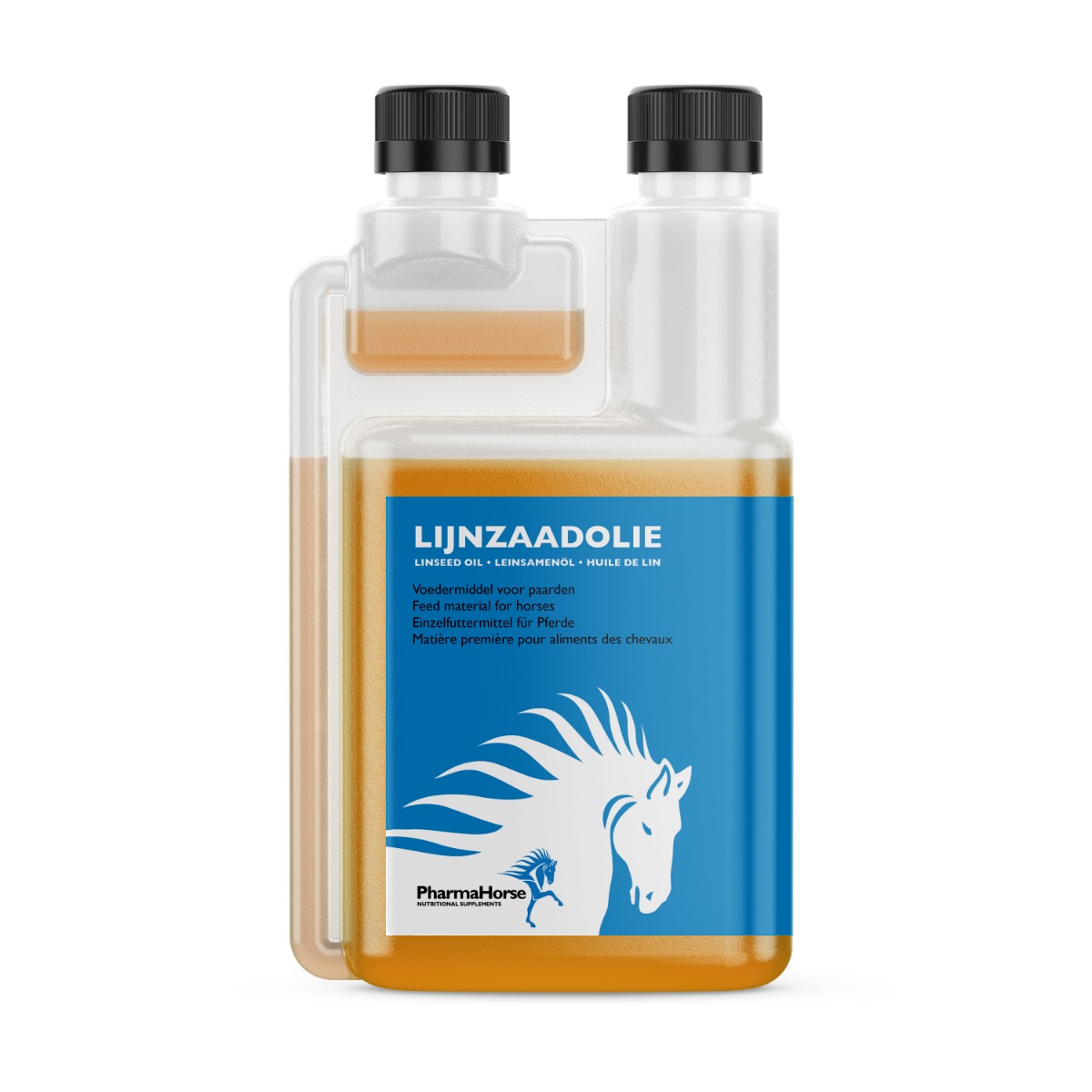 Afbeelding Lijnzaadolie paard 1 Liter door Pharmahorse.nl