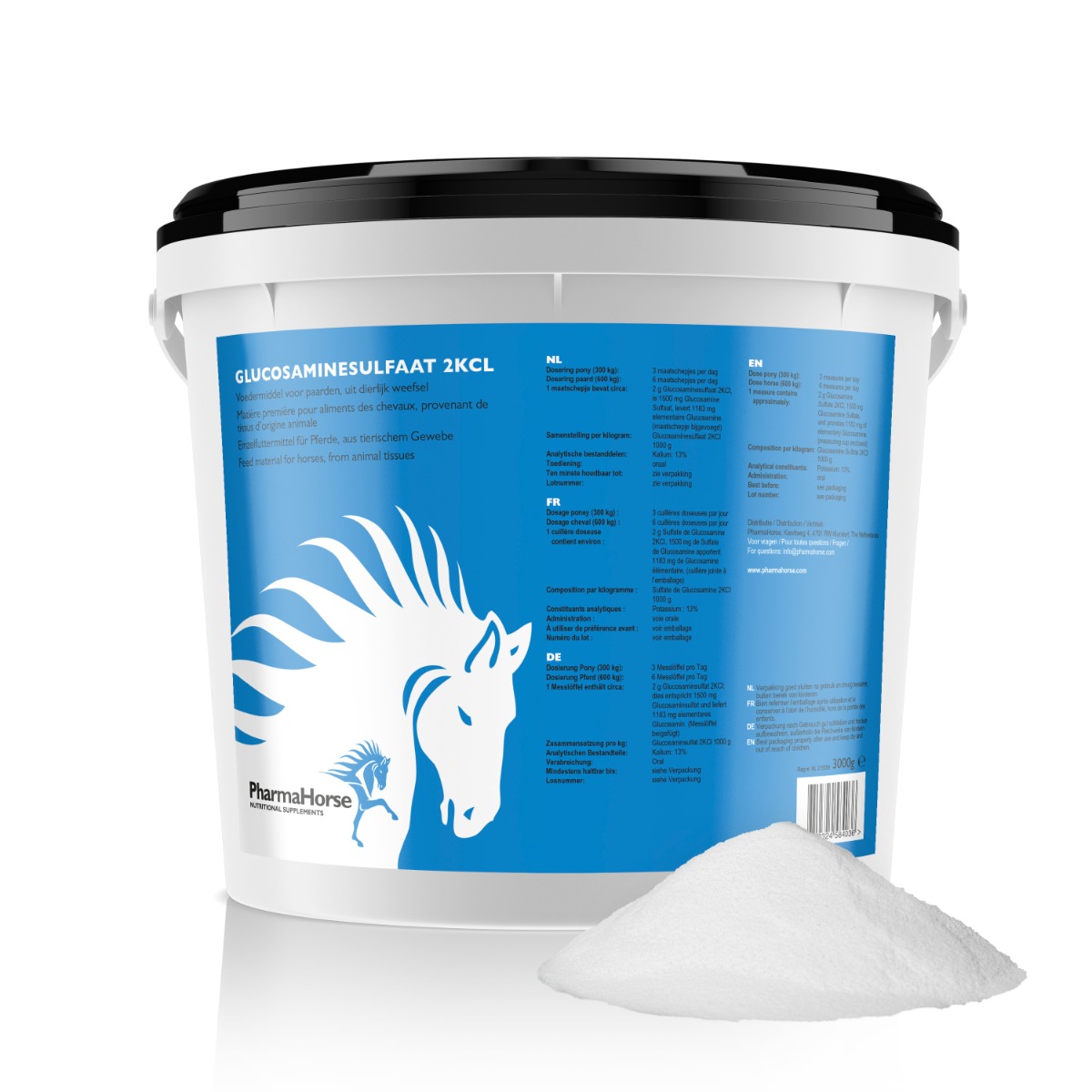 Afbeelding Glucosamine paard 3000 gram door Pharmahorse.nl