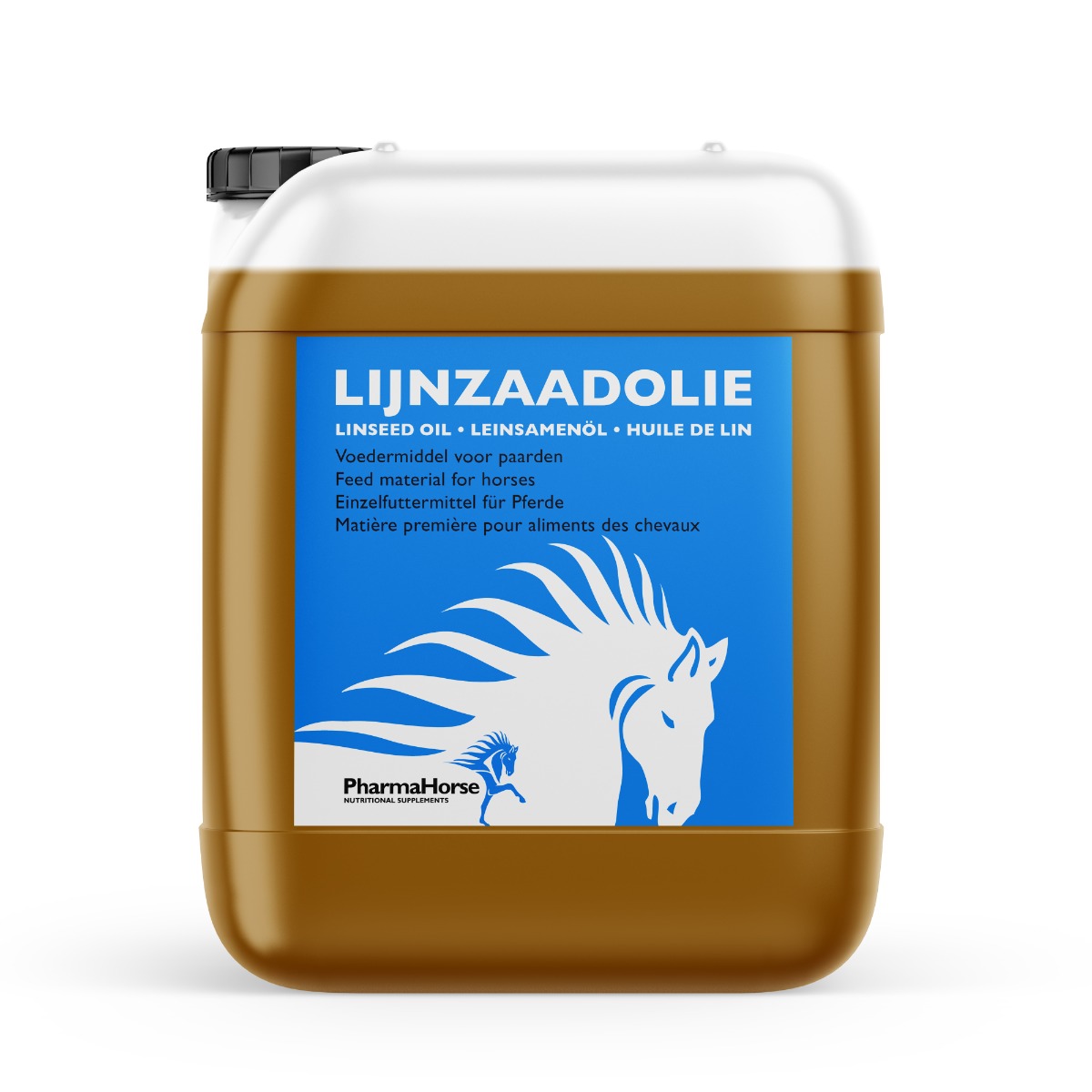 Afbeelding Lijnzaadolie paard 5 Liter door Pharmahorse.nl
